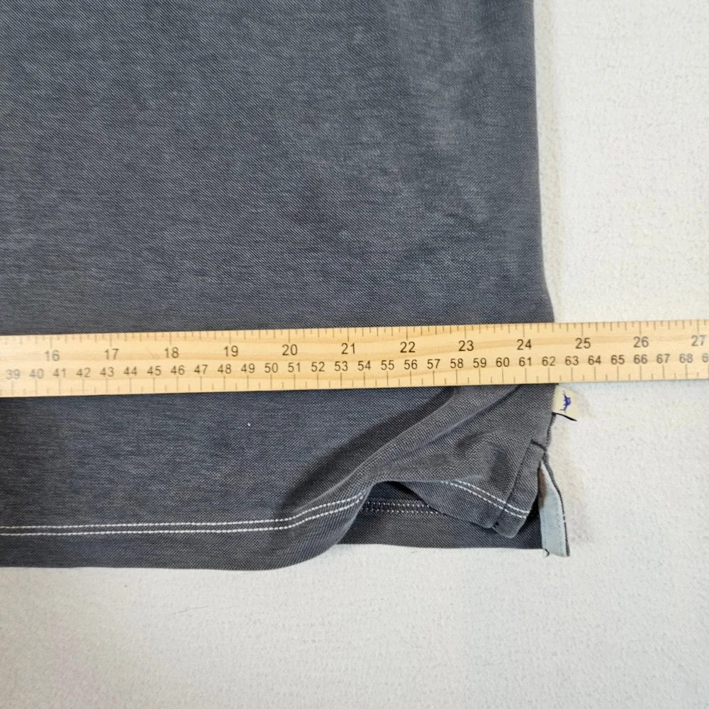 Tommy Bahama Polo Shirt Mens XXL Gray Tencel Blend Short‎ Sleeve Contrast Stitch